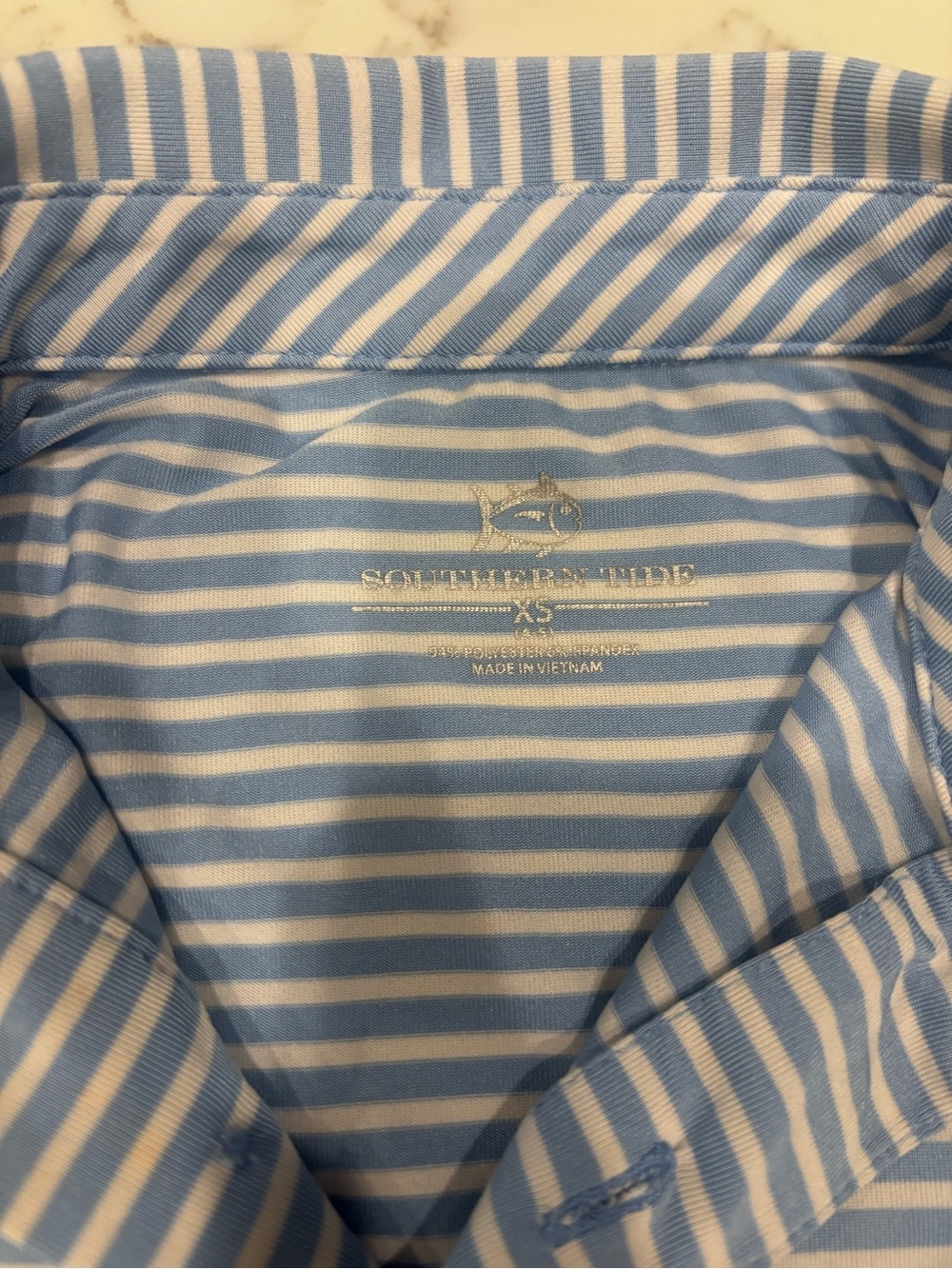 Southern Tide Light Blue and White Striped Button-Down Shirt - Picture 1 of 4